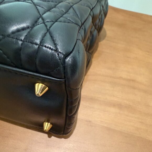 Dior Lambskin Cannage Medium Lady Dior Black Gold Hardware - Picture 7 of 16